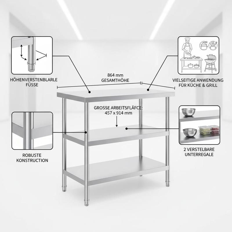 Metal Workstation 18 X 36 X 34 - Heavy Equipment In Kitchen review and price