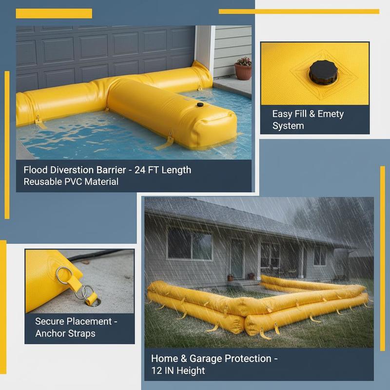 Flood Barrier 24 ft x 12 in Fo - Heavy Equipment Garage review and price